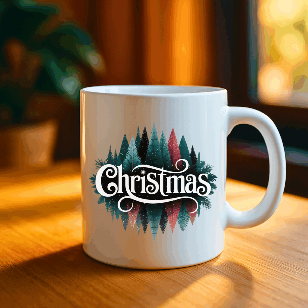 A Christmas mug from the pinkWolf& co. shop