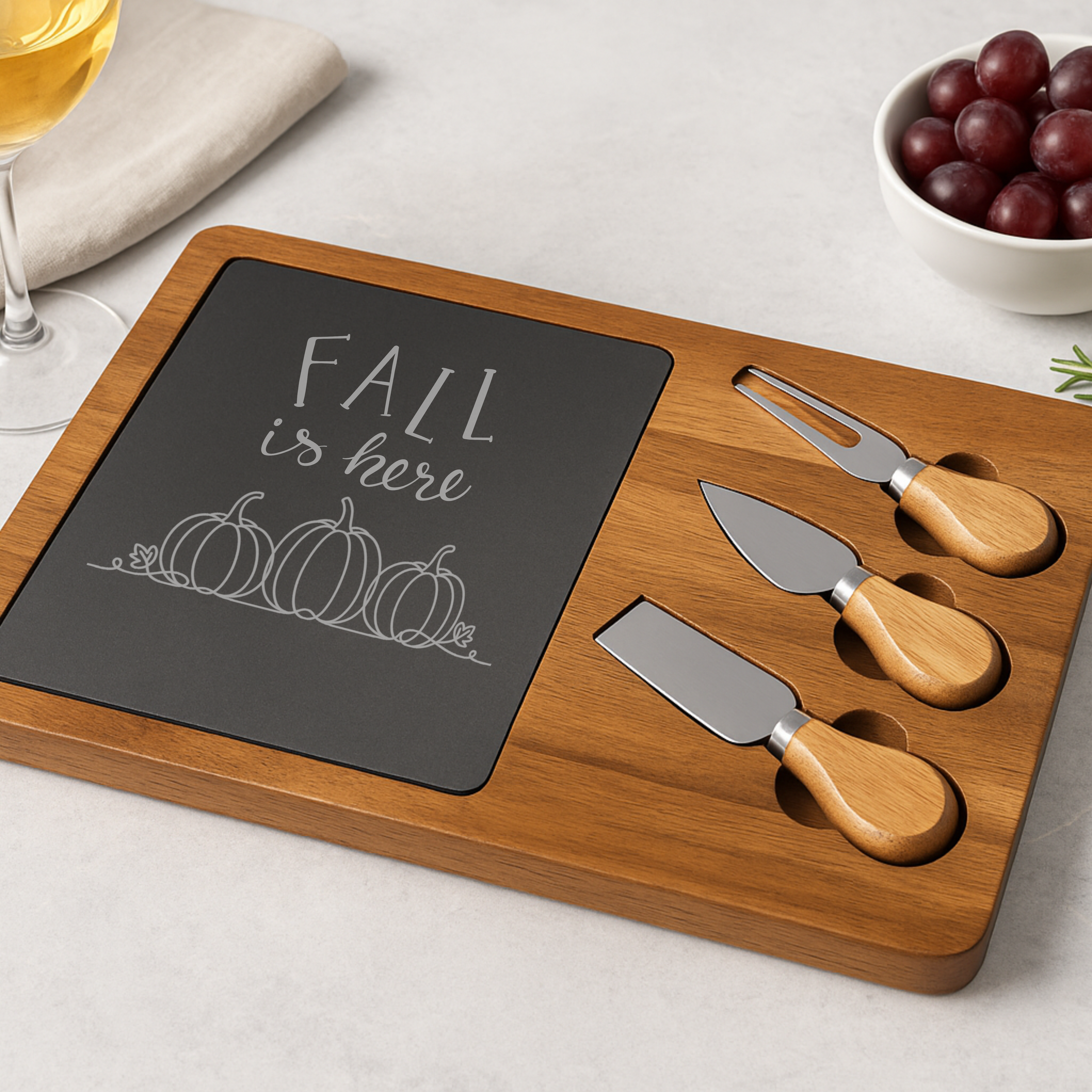 Fall-Engraved Charcuterie Board available at Pink Wolf & Co.